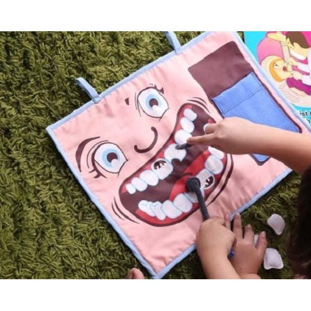 Handmade Felt Wall Hanging - Brushing Teeth - Hygiene Pretend play set - Teachers Approved