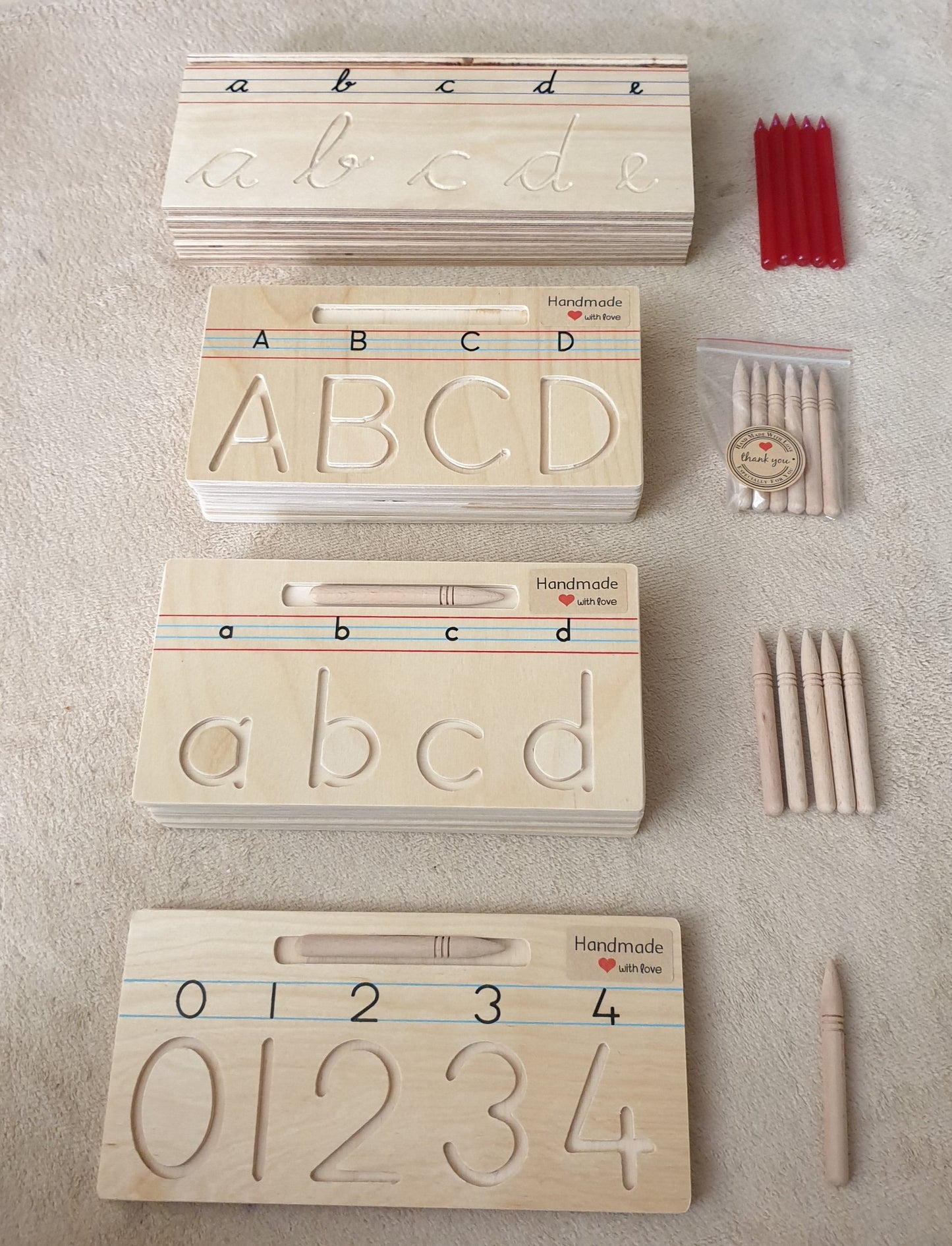 Wooden Alphabet Tracing Boards Cursive Set - Pre Writing Skills