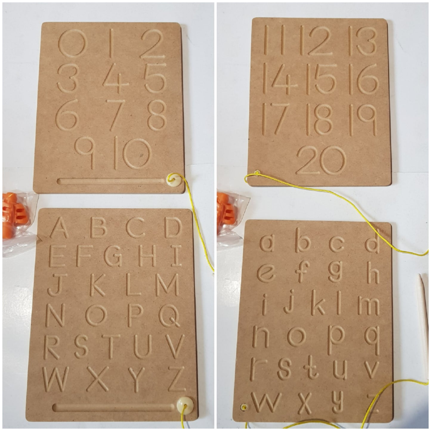 Wooden Tracing Boards - Alphabet Lower & Upper case / Numbers 0-20