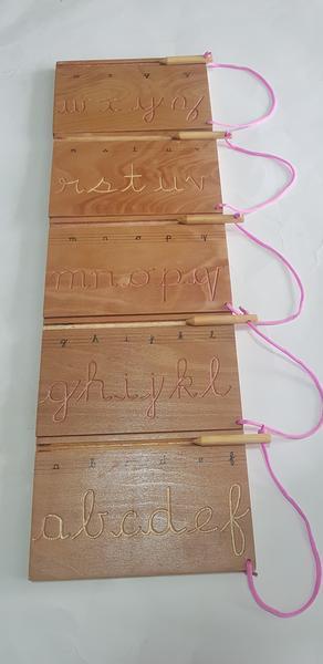 Wooden Alphabet Tracing - Cursive Lowercase a-z Tracing Boards - Pre Writing skills