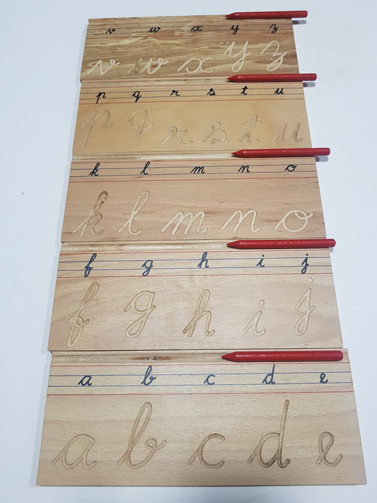 Wooden Cursive Lowercase - a to z tracing Boards - Pre Writing Skills - Clearance