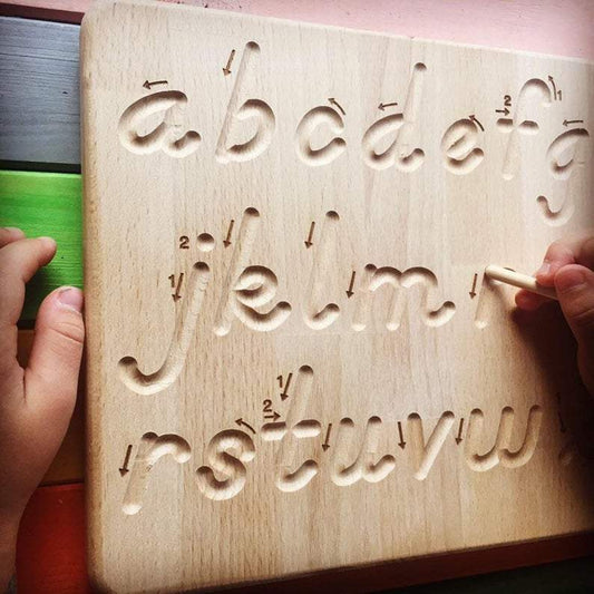 Wooden Cursive Lowercase Tracing Boards with Guide Arrows